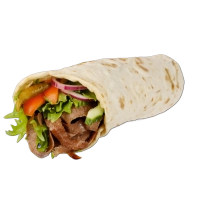 Met salade, en saus.